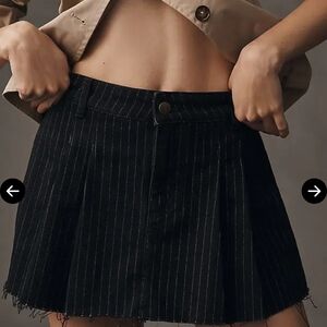 Maeve Anthropoligie Black Pinstripe Mini Skort